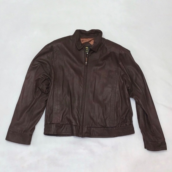 Pre-Owned Brown Neiman-Marcus Men Leather Jacket Shoulder Pads Vintage Size 46 - Picture 1 of 4
